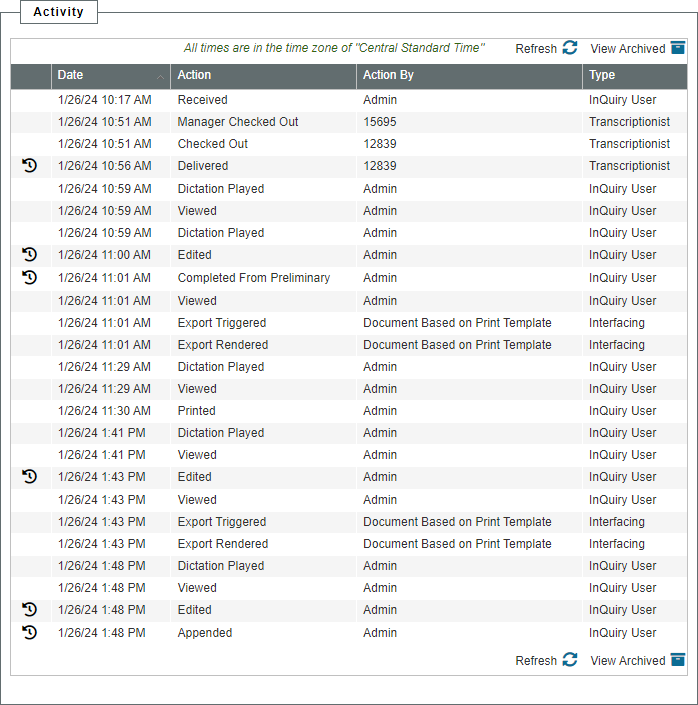 Activity Log